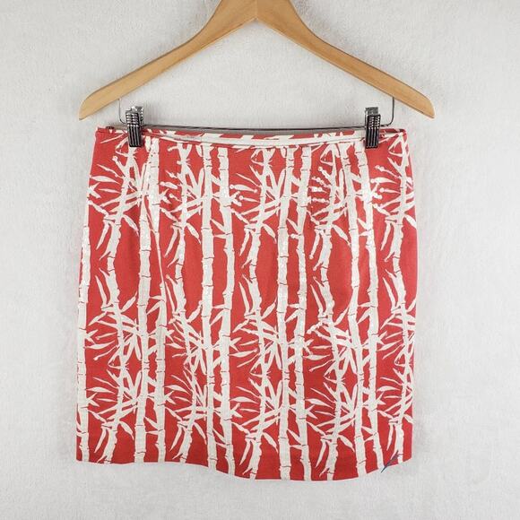Michael Kors Skirt Women 6 Sequined Coral Bamboo Pattern Pencil Lined  Side Zip - Picture 1 of 6
